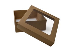 KRAFT PAPER BOX WITH WINDOW 25x25,5x10cm SET/3